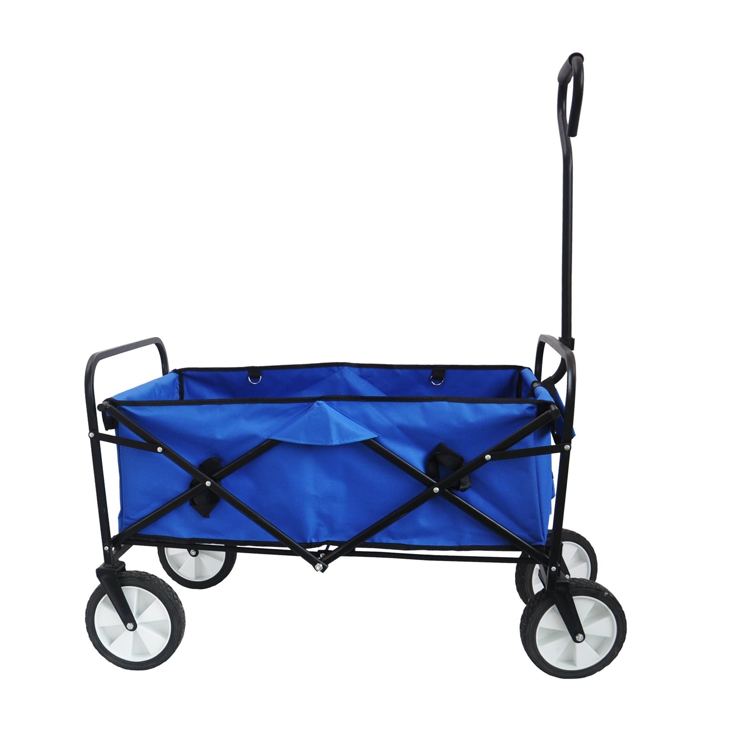 Folding Wagon Garden Shopping Beach Cart   (Blue) - Korvel