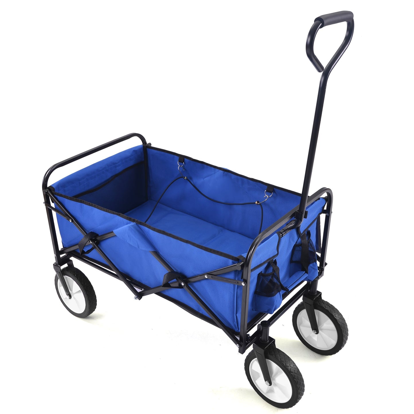 Folding Wagon Garden Shopping Beach Cart   (Blue) - Korvel