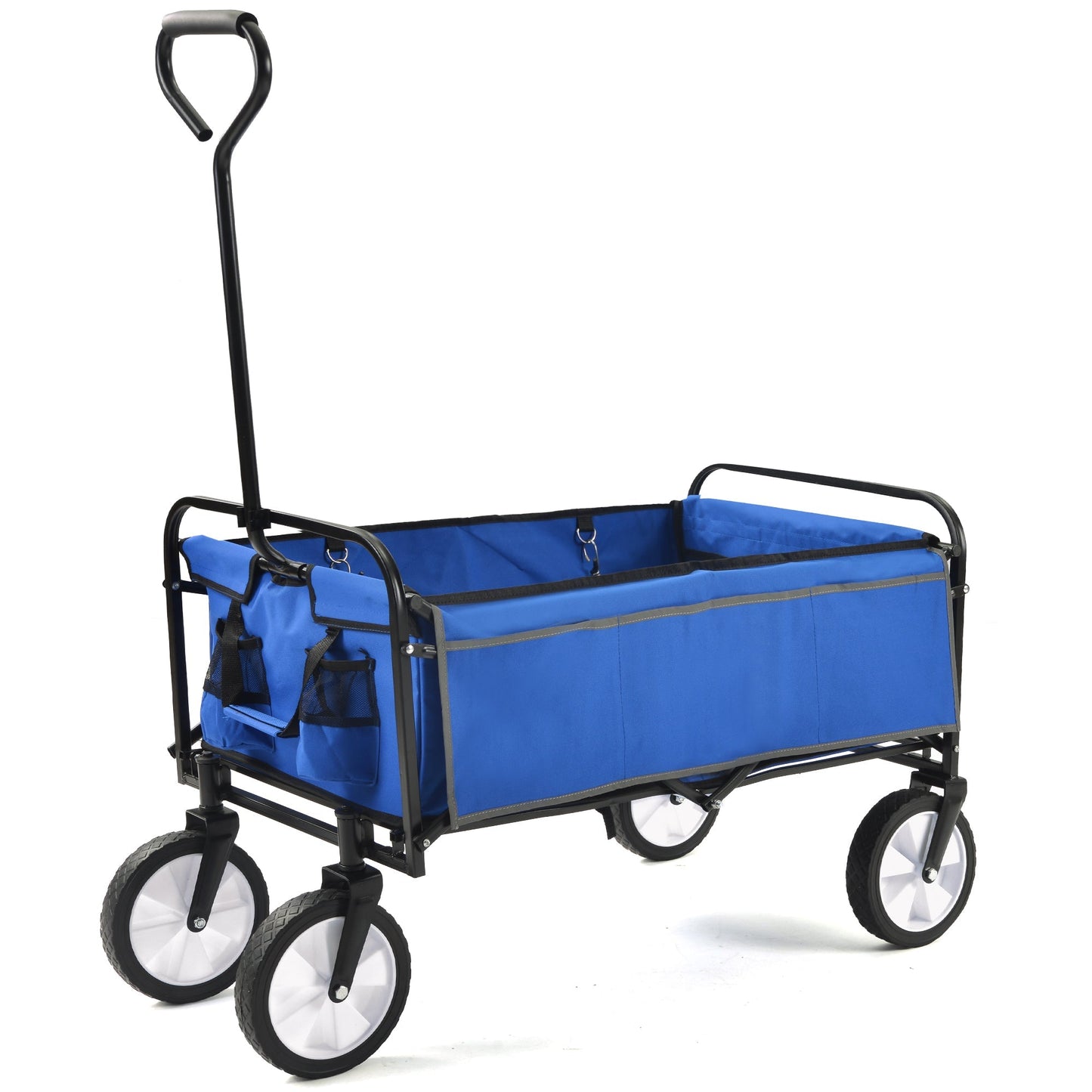 Folding Wagon Garden Shopping Beach Cart   (Blue) - Korvel