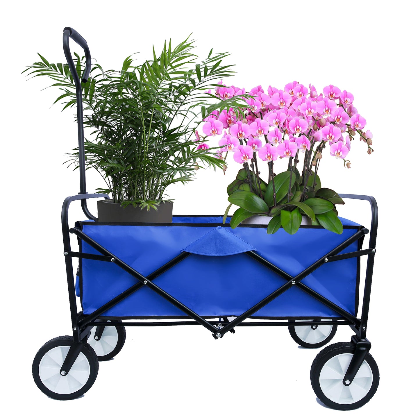 Premium Folding Wagon Garden Shopping Beach Cart - Blue