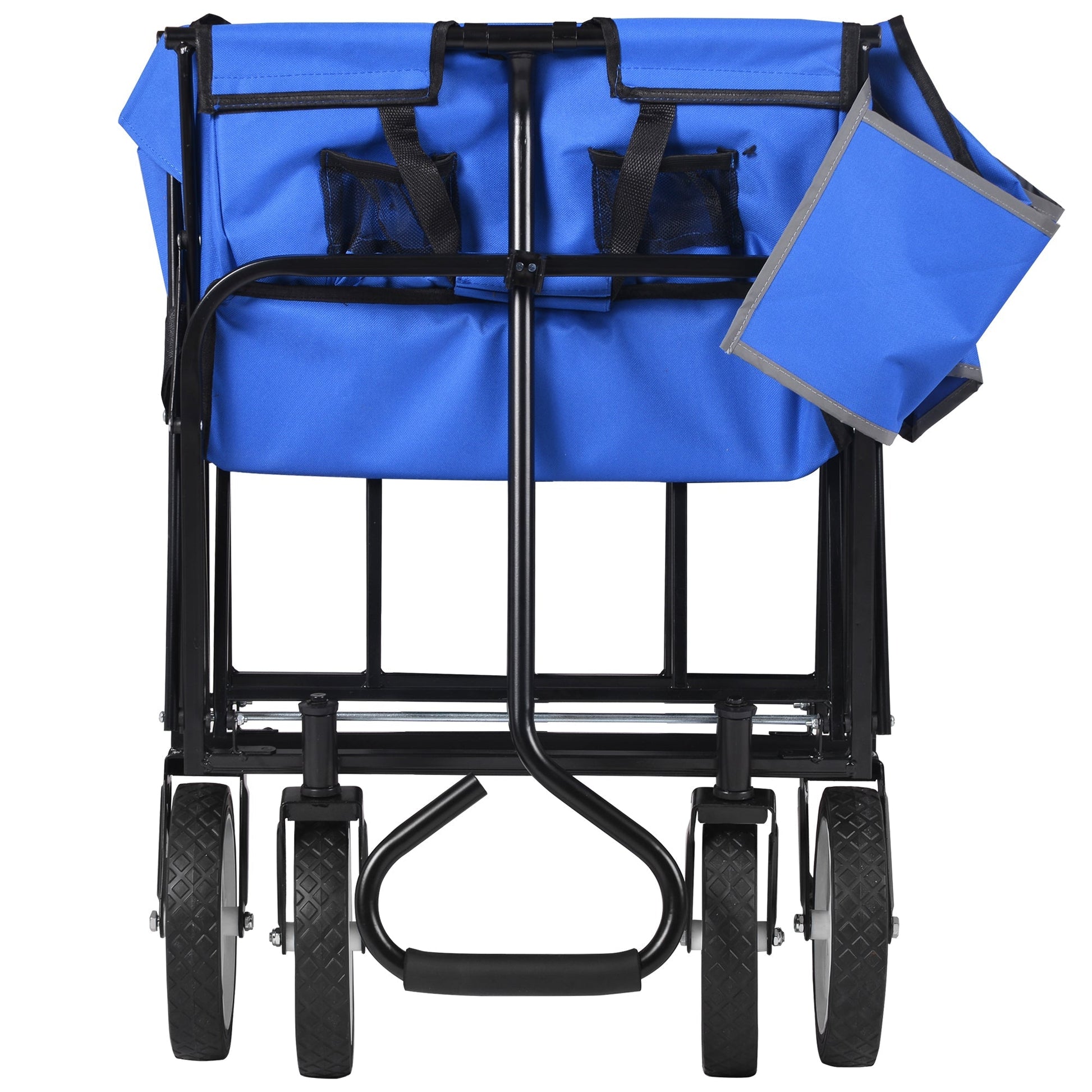 Folding Wagon Garden Shopping Beach Cart   (Blue) - Korvel