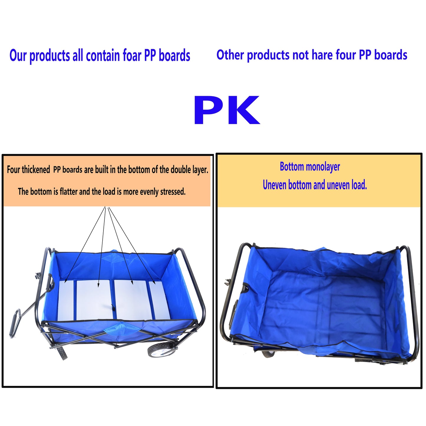 Premium Folding Wagon Garden Shopping Beach Cart - Blue