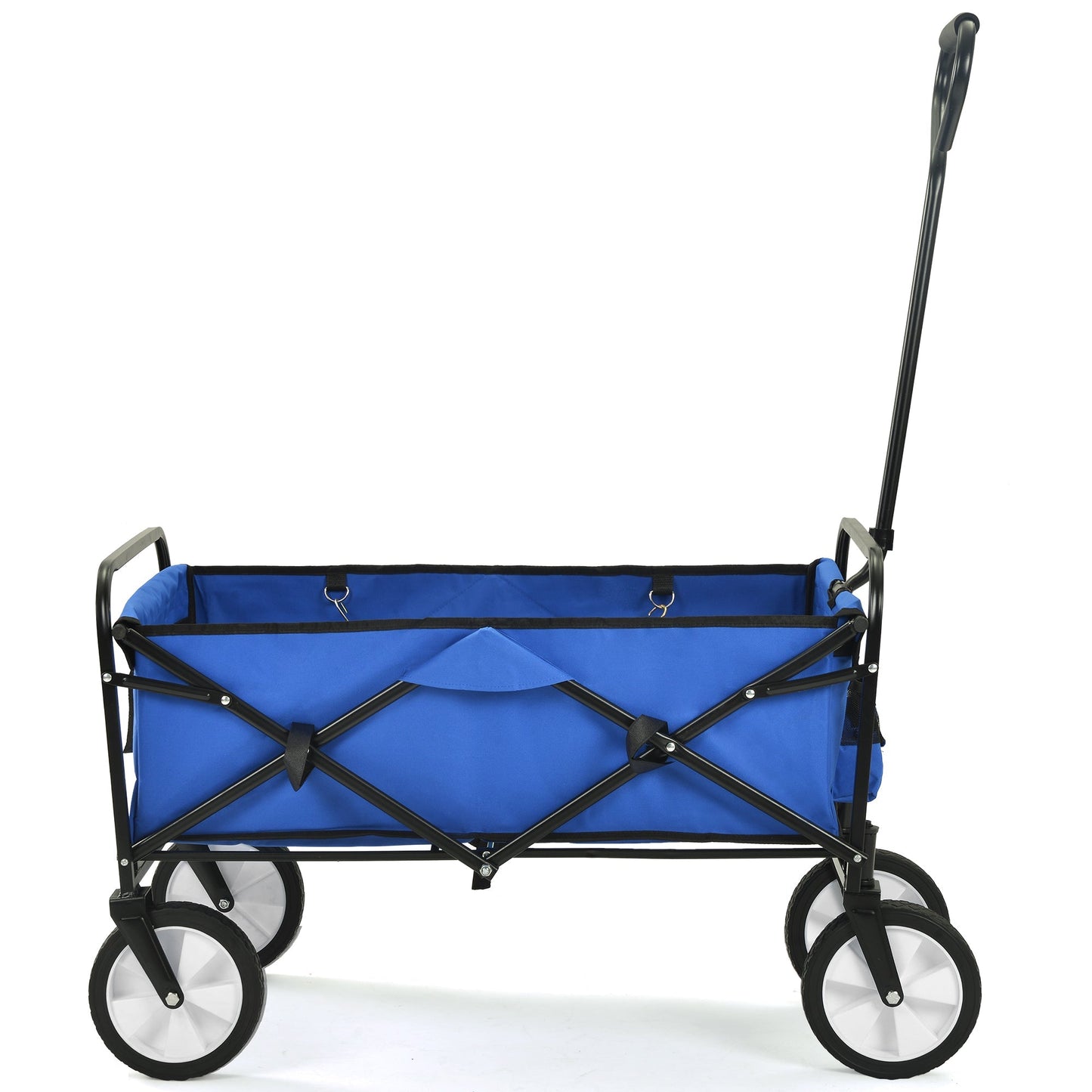 Folding Wagon Garden Shopping Beach Cart   (Blue) - Korvel
