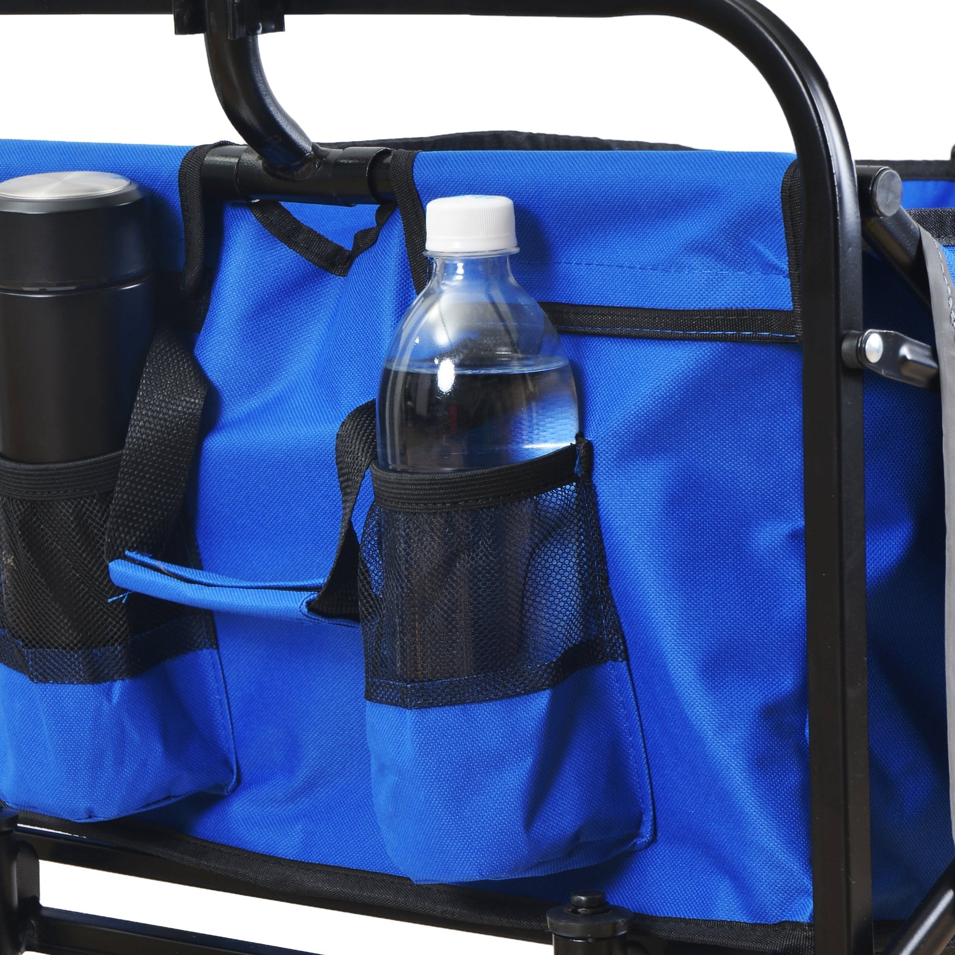 Folding Wagon Garden Shopping Beach Cart   (Blue) - Korvel