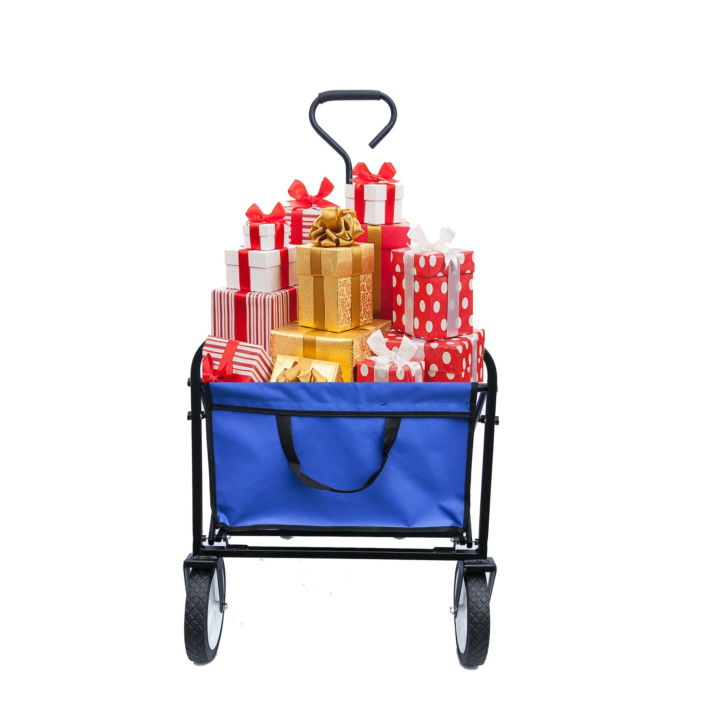 Premium Folding Wagon Garden Shopping Beach Cart - Blue