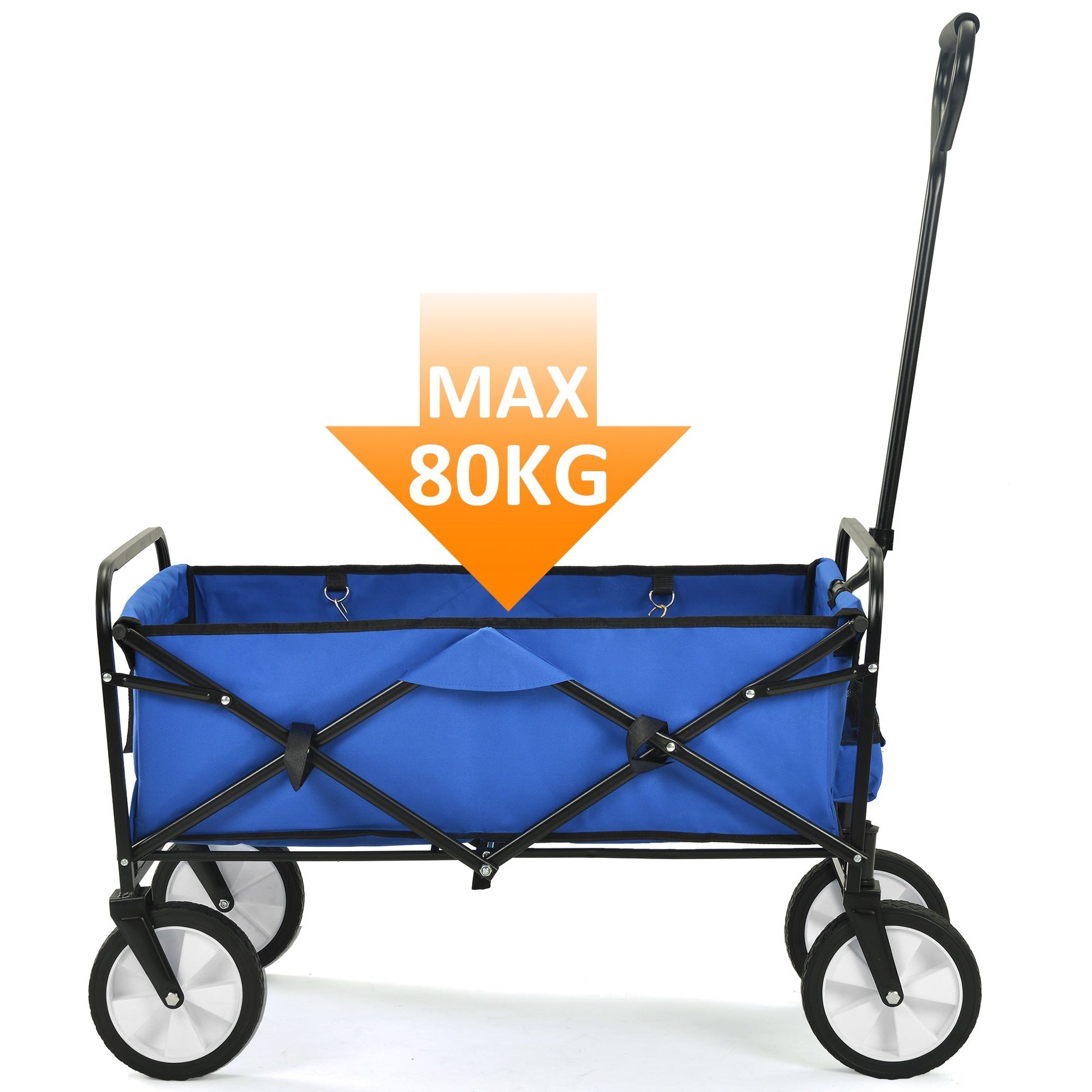 Folding Wagon Garden Shopping Beach Cart   (Blue) - Korvel