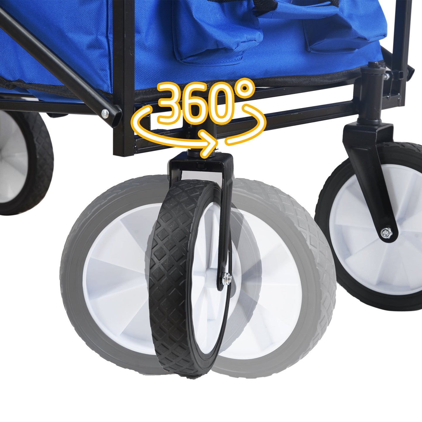 Folding Wagon Garden Shopping Beach Cart   (Blue) - Korvel