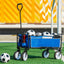 Folding Wagon Garden Shopping Beach Cart   (Blue) - Korvel