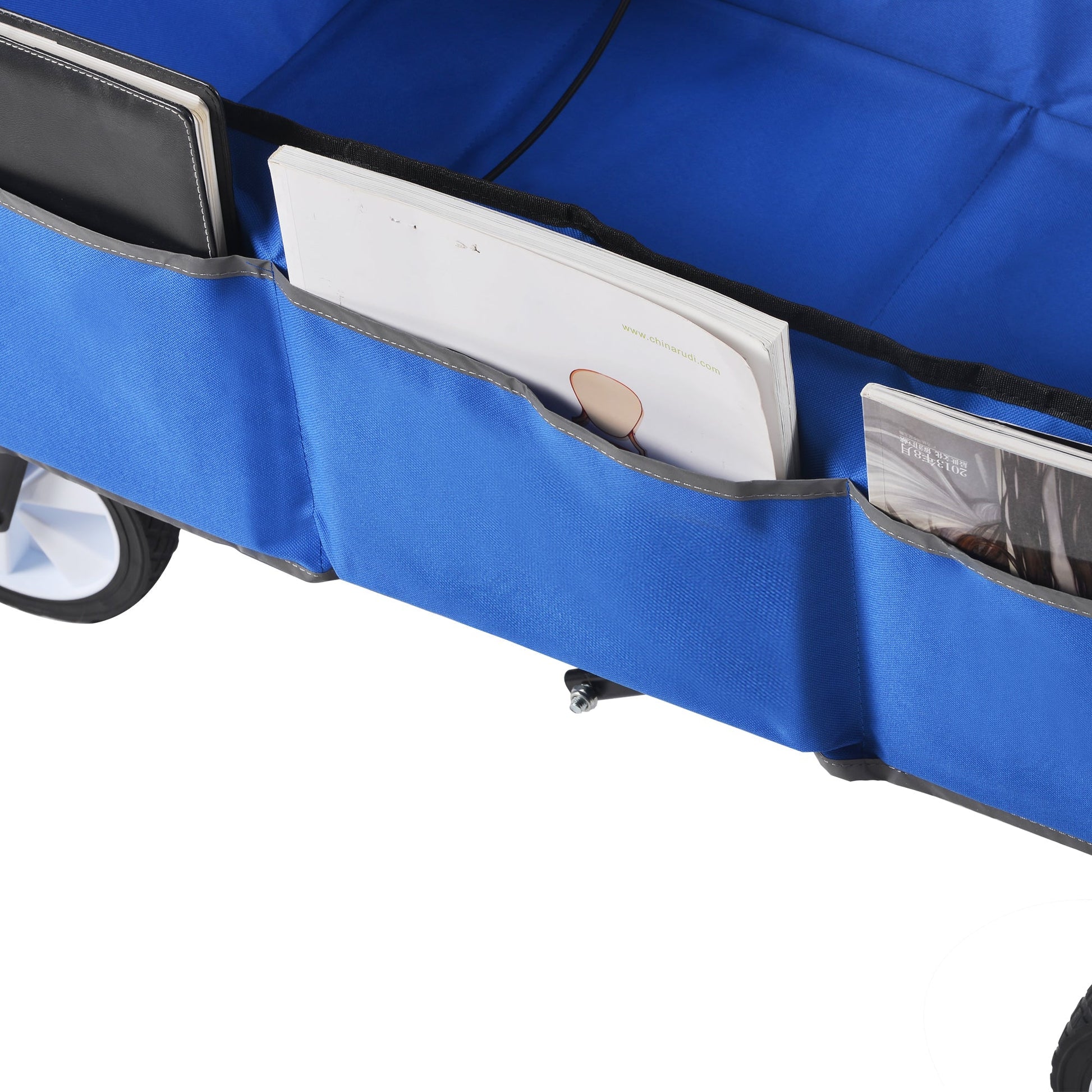 Folding Wagon Garden Shopping Beach Cart   (Blue) - Korvel