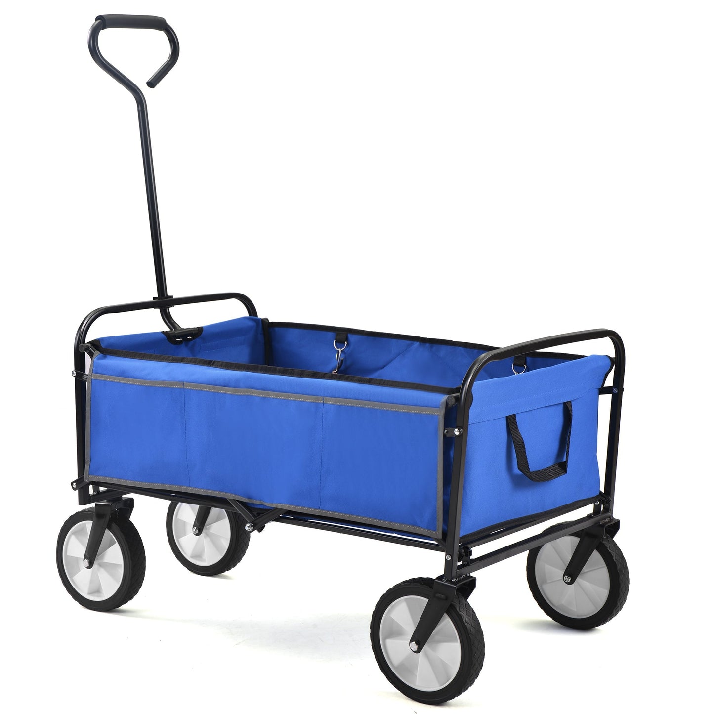 Folding Wagon Garden Shopping Beach Cart   (Blue) - Korvel