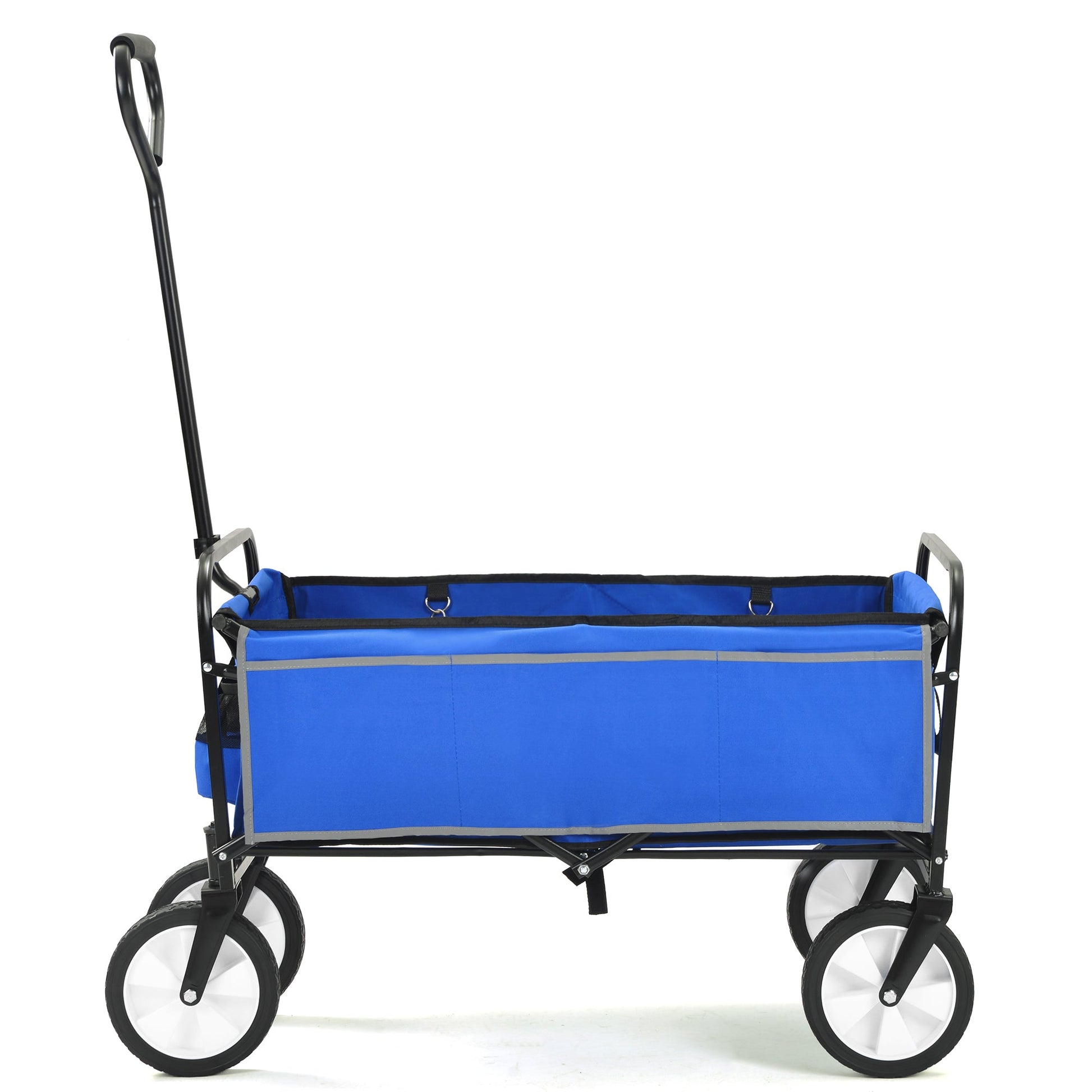 Folding Wagon Garden Shopping Beach Cart   (Blue) - Korvel