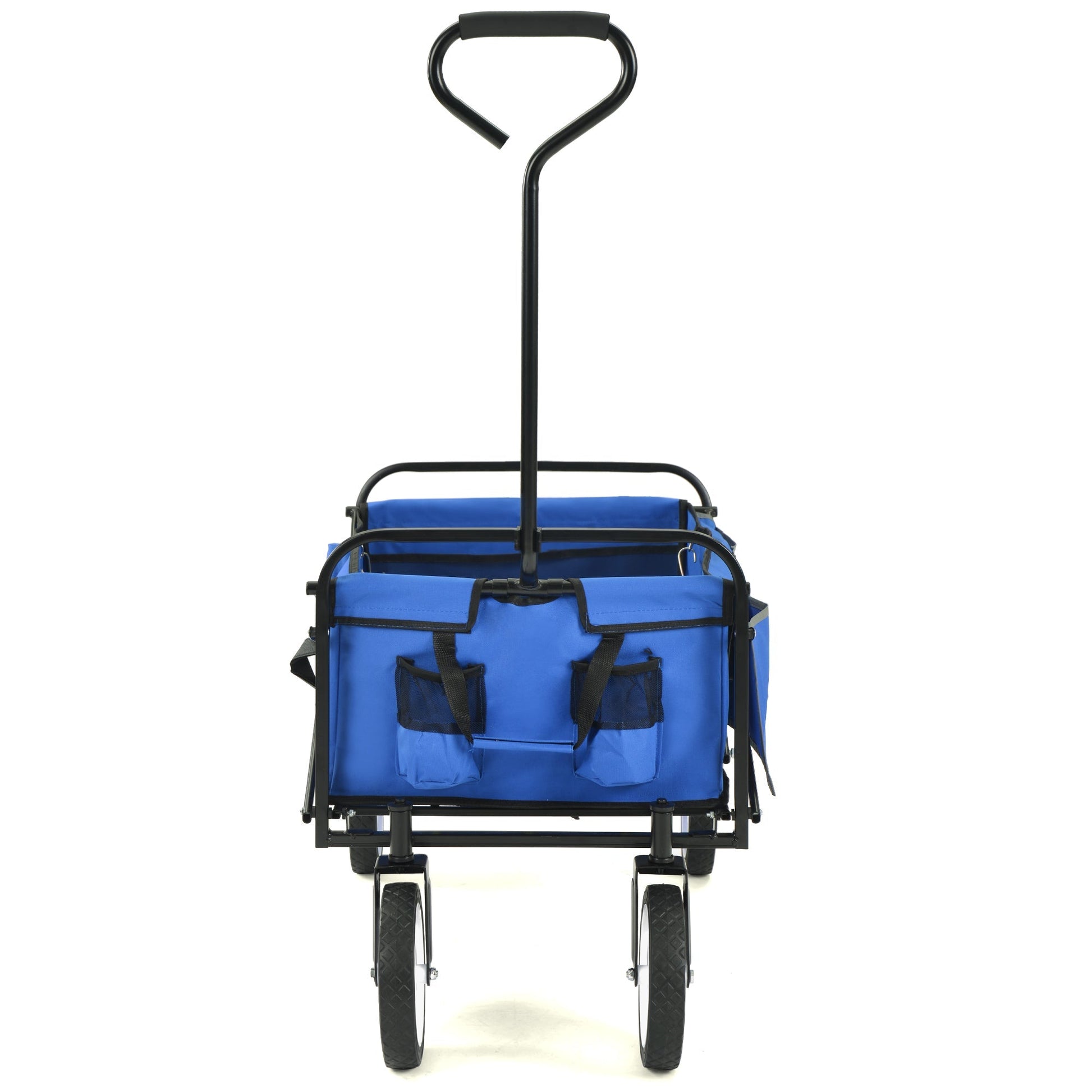 Folding Wagon Garden Shopping Beach Cart   (Blue) - Korvel