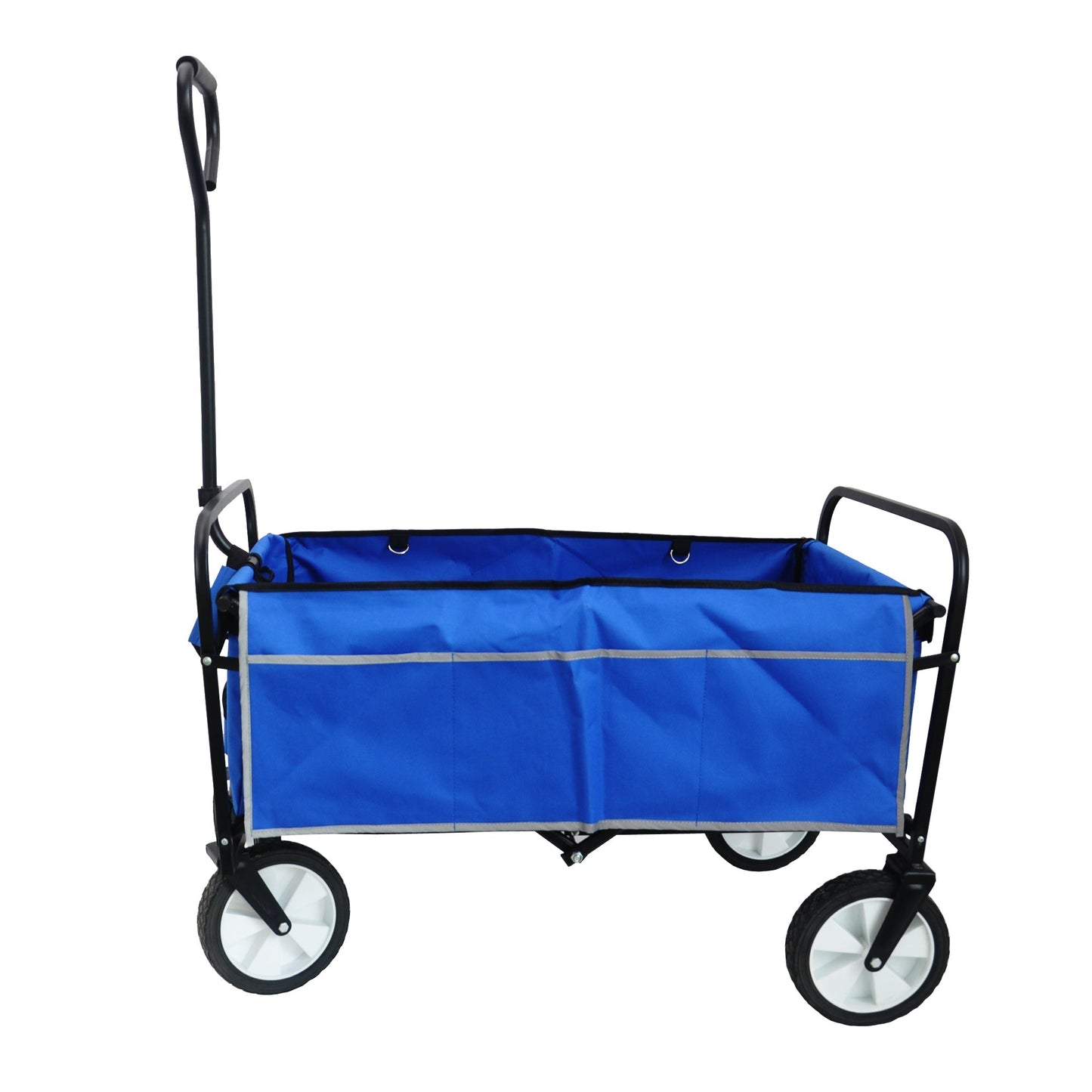 Folding Wagon Garden Shopping Beach Cart   (Blue) - Korvel