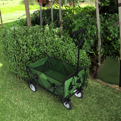 Folding Wagon Garden Shopping Beach Cart (Green) - Korvel