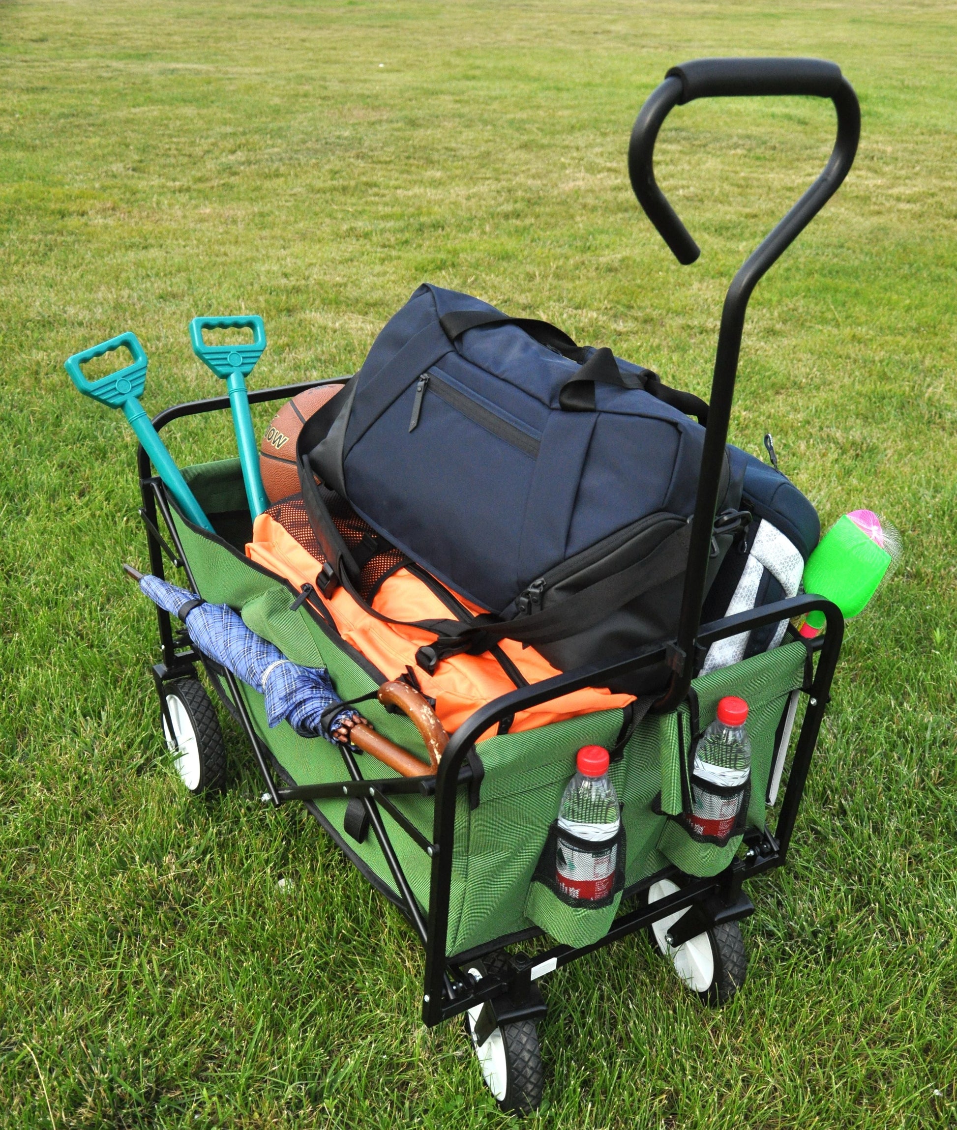 Folding Wagon Garden Shopping Beach Cart (Green) - Korvel