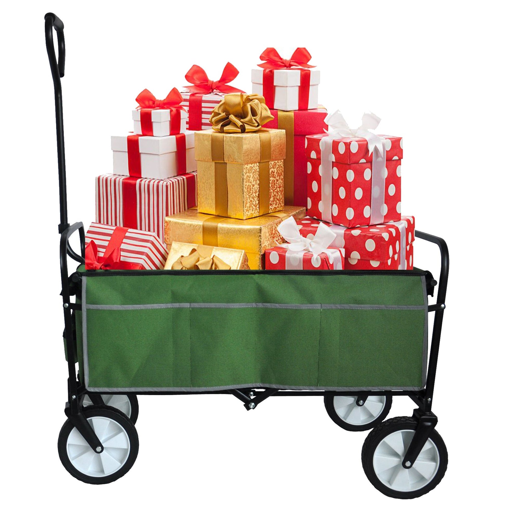 Folding Wagon Garden Shopping Beach Cart (Green) - Korvel
