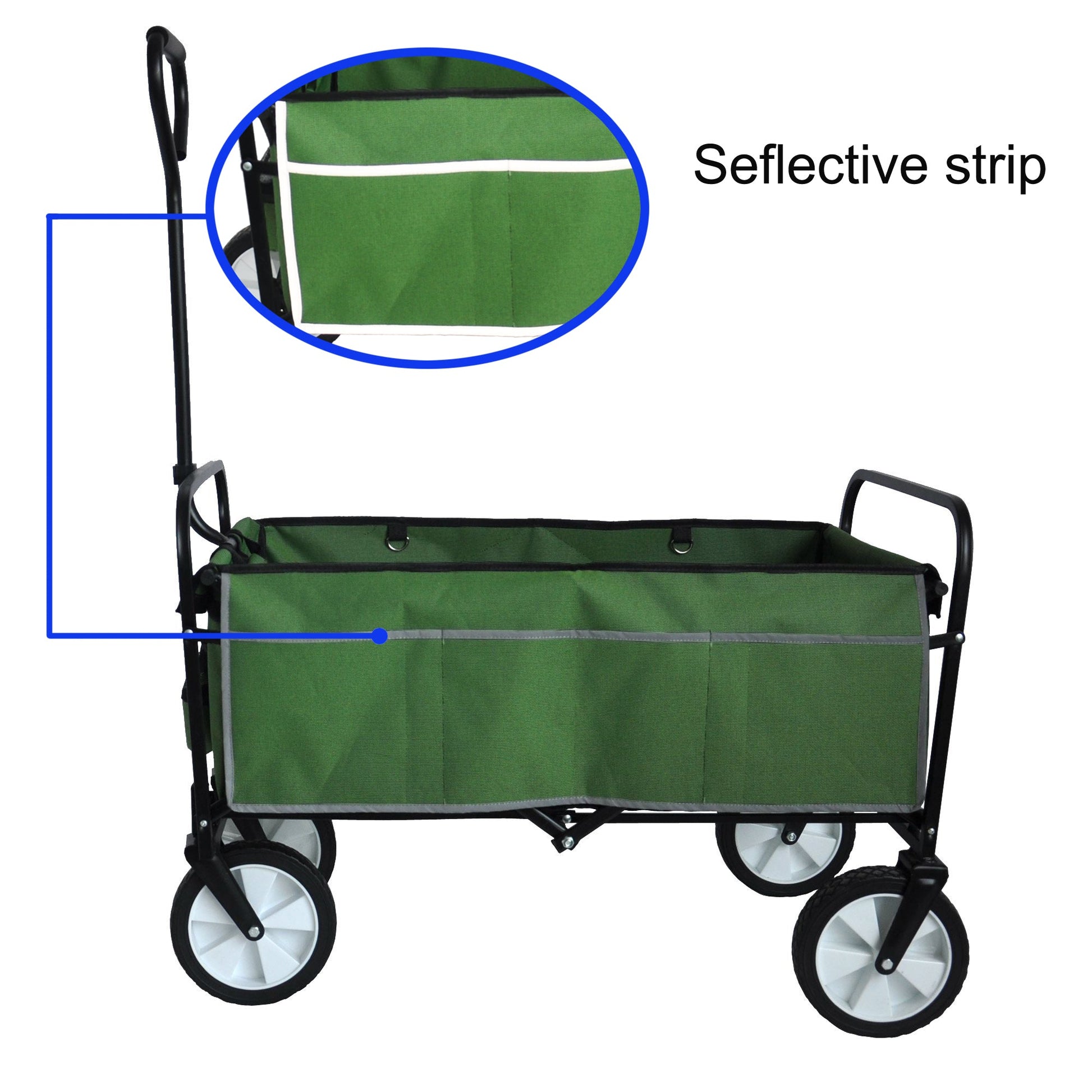 Folding Wagon Garden Shopping Beach Cart (Green) - Korvel