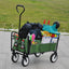 Folding Wagon Garden Shopping Beach Cart (Green) - Korvel
