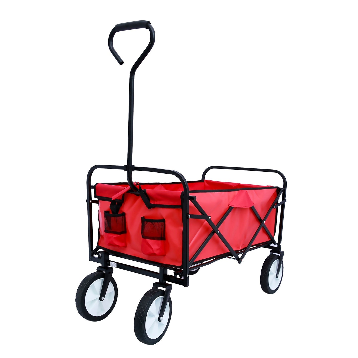 Folding Wagon Garden Shopping Beach Cart (Red) - Korvel