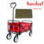 Folding Wagon Garden Shopping Beach Cart (Red) - Korvel