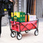 Folding Wagon Garden Shopping Beach Cart (Red) - Korvel
