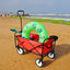 Folding Wagon Garden Shopping Beach Cart (Red) - Korvel