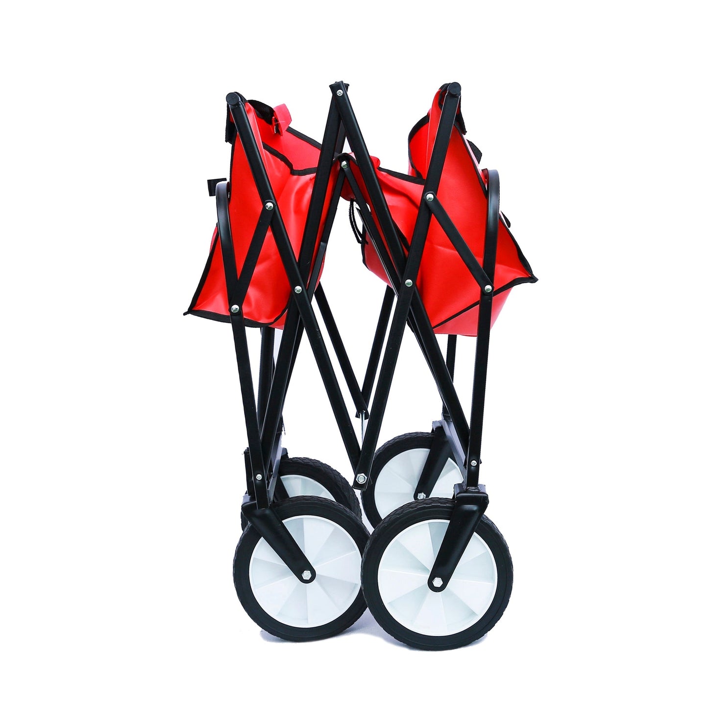 Folding Wagon Garden Shopping Beach Cart (Red) - Korvel