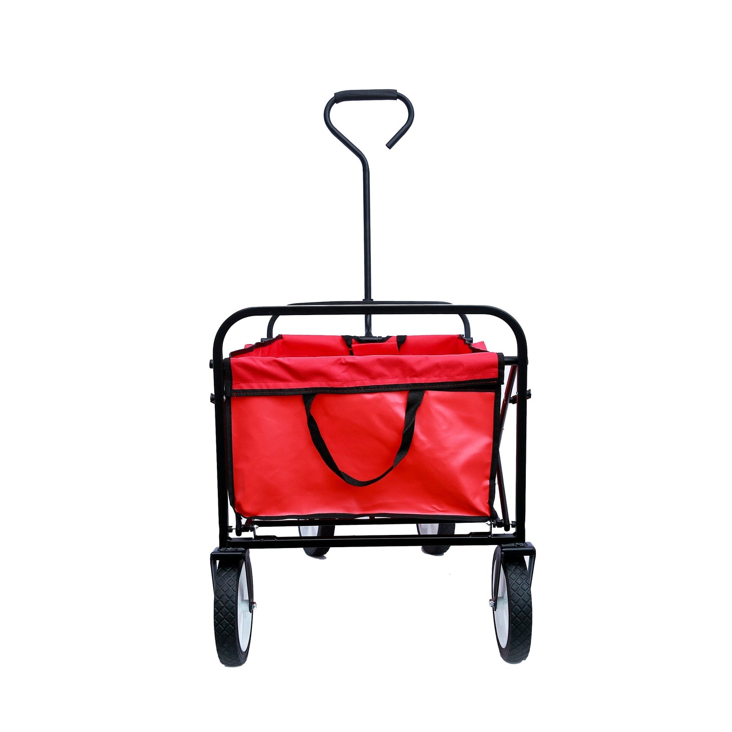Folding Wagon Garden Shopping Beach Cart (Red) - Korvel