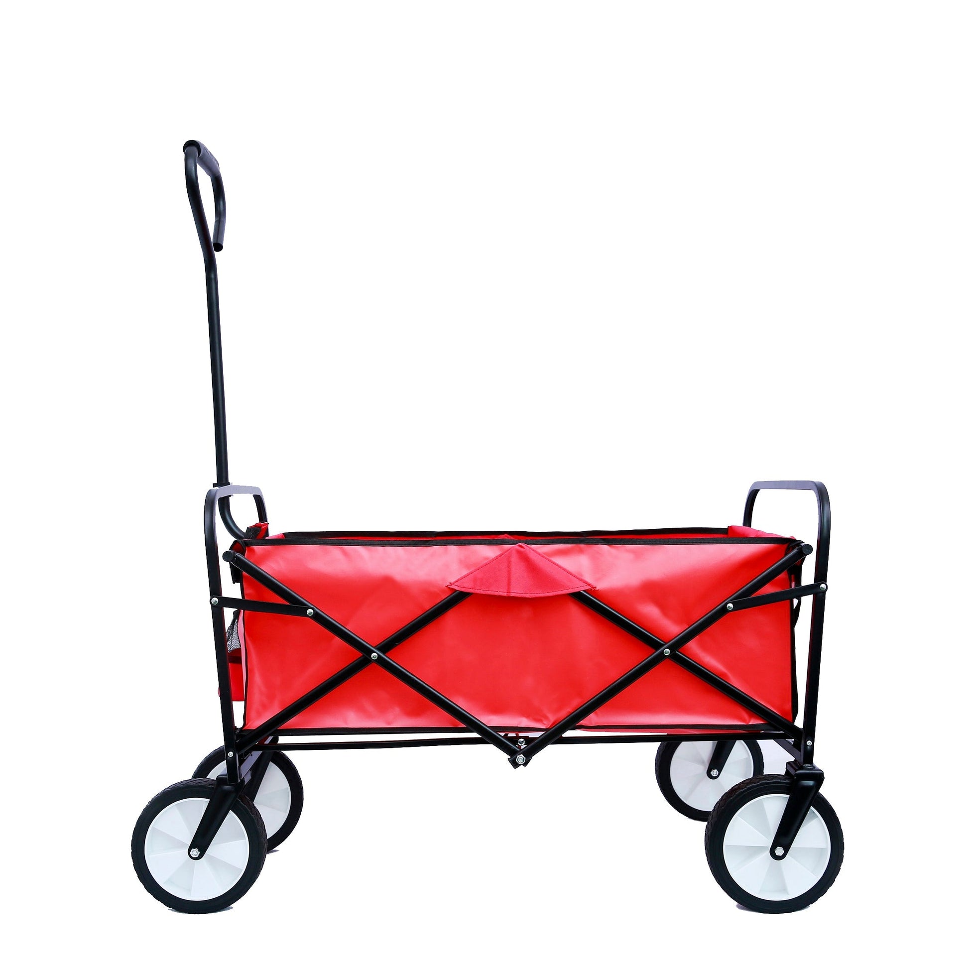 Folding Wagon Garden Shopping Beach Cart (Red) - Korvel