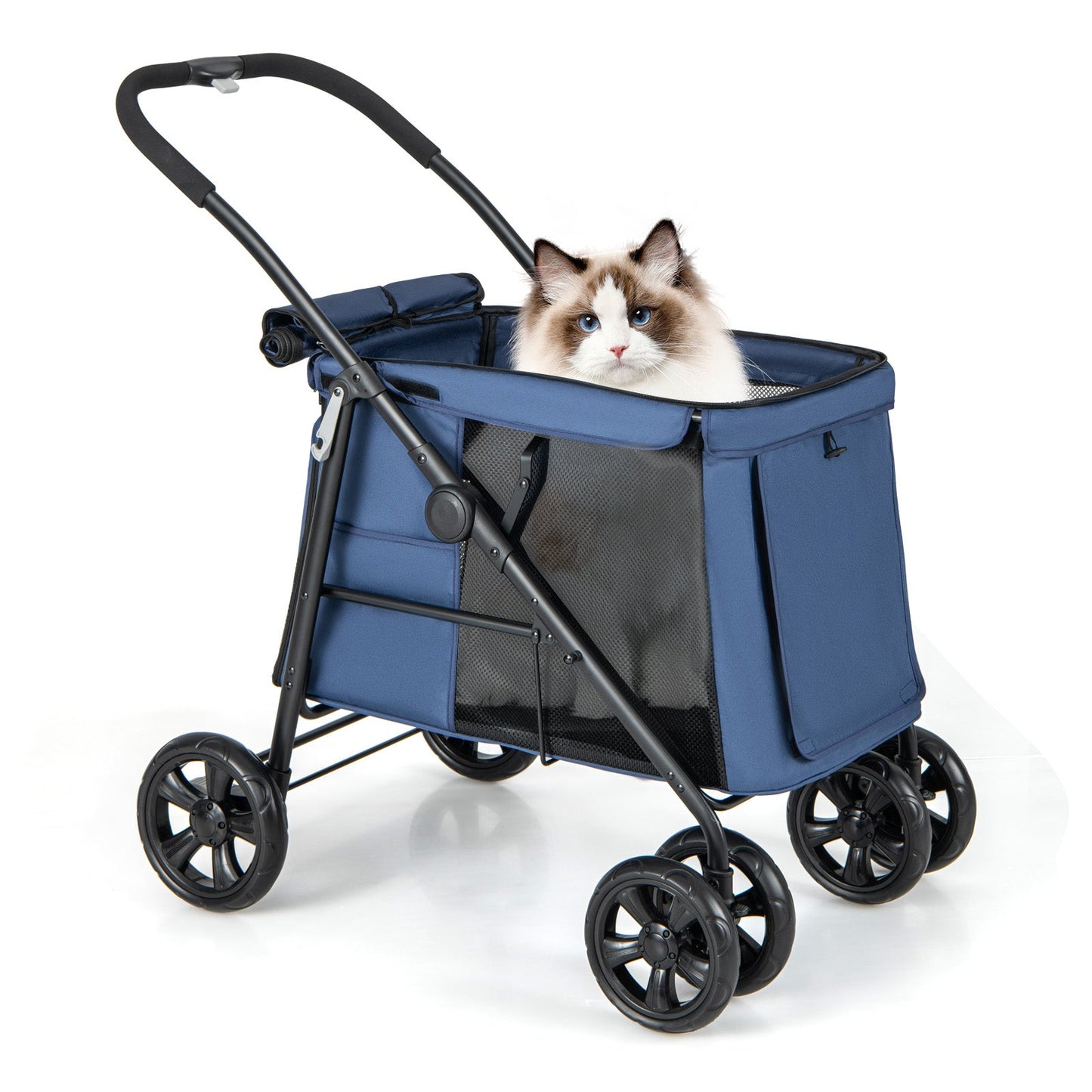 Carrito de Mascotas Plegable Gbruno para Mascotas Pequeñas y Medianas - Azul
