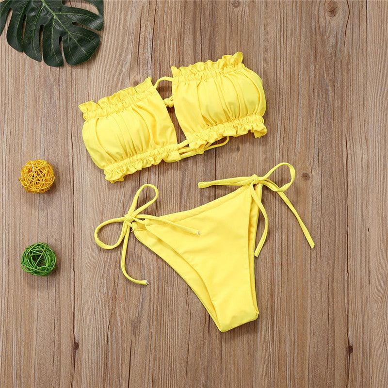 Ensemble de Bikini Folds - Maillot de Bain à Volants pour Femmes