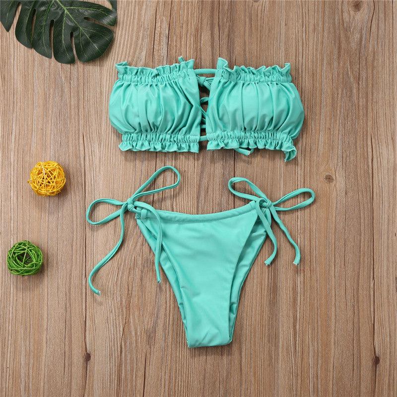 Ensemble de Bikini Folds - Maillot de Bain à Volants pour Femmes