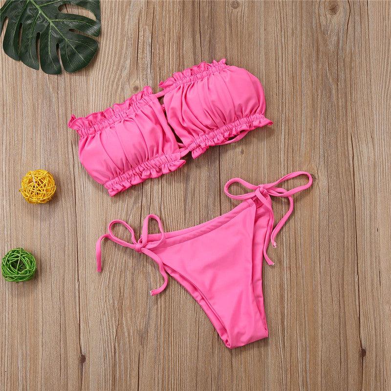 Ensemble de Bikini Folds - Maillot de Bain à Volants pour Femmes