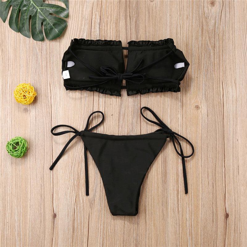 Ensemble de Bikini Folds - Maillot de Bain à Volants pour Femmes