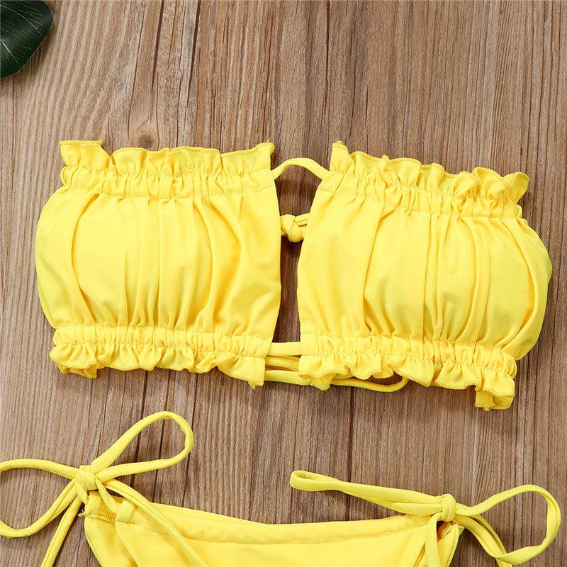 Ensemble de Bikini Folds - Maillot de Bain à Volants pour Femmes