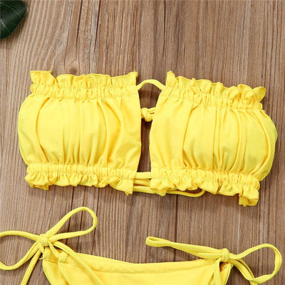 Folds Bikini Set - Women's Ruffle Tie Side Swimwear