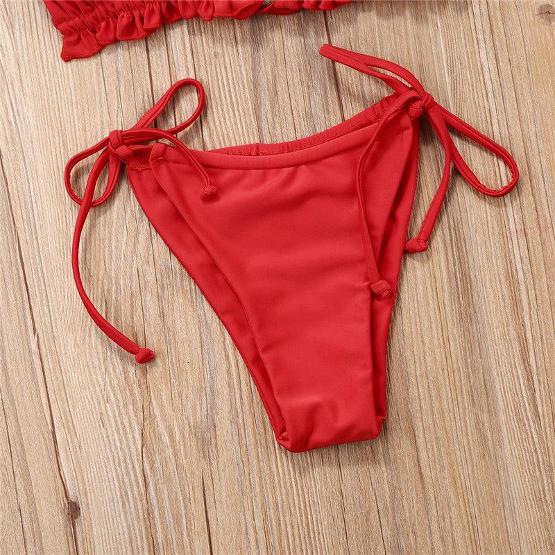 Ensemble de Bikini Folds - Maillot de Bain à Volants pour Femmes