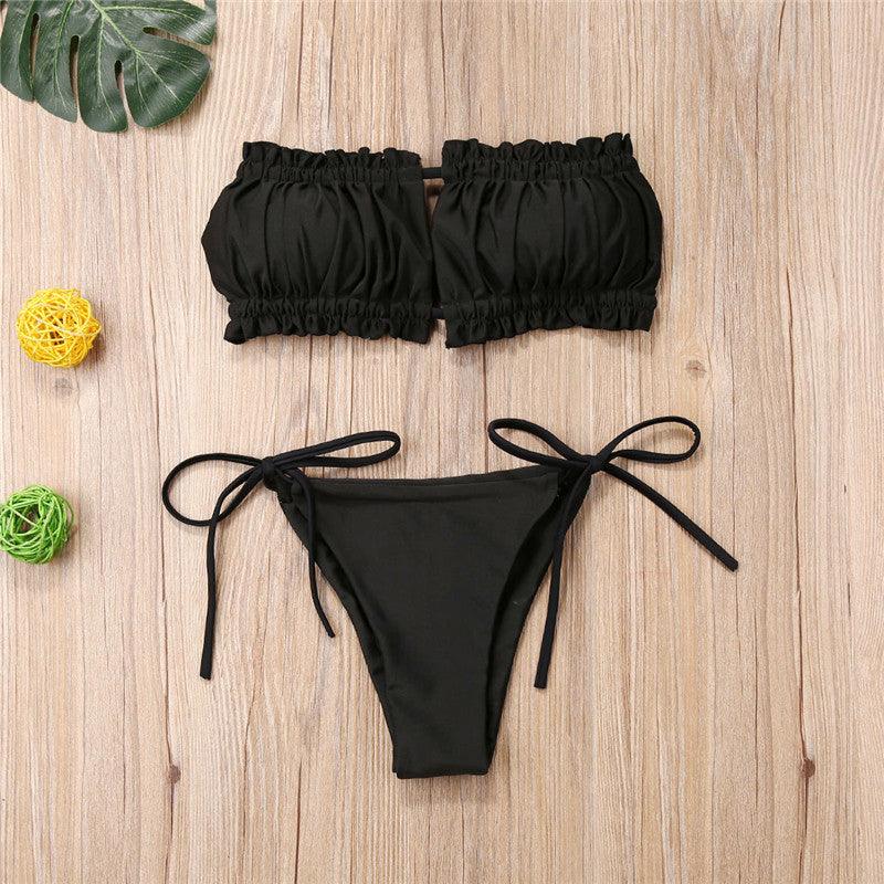 Ensemble de Bikini Folds - Maillot de Bain à Volants pour Femmes