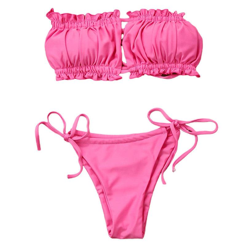 Ensemble de Bikini Folds - Maillot de Bain à Volants pour Femmes