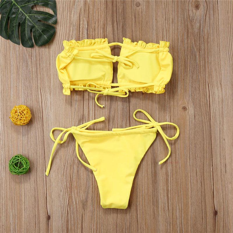 Ensemble de Bikini Folds - Maillot de Bain à Volants pour Femmes