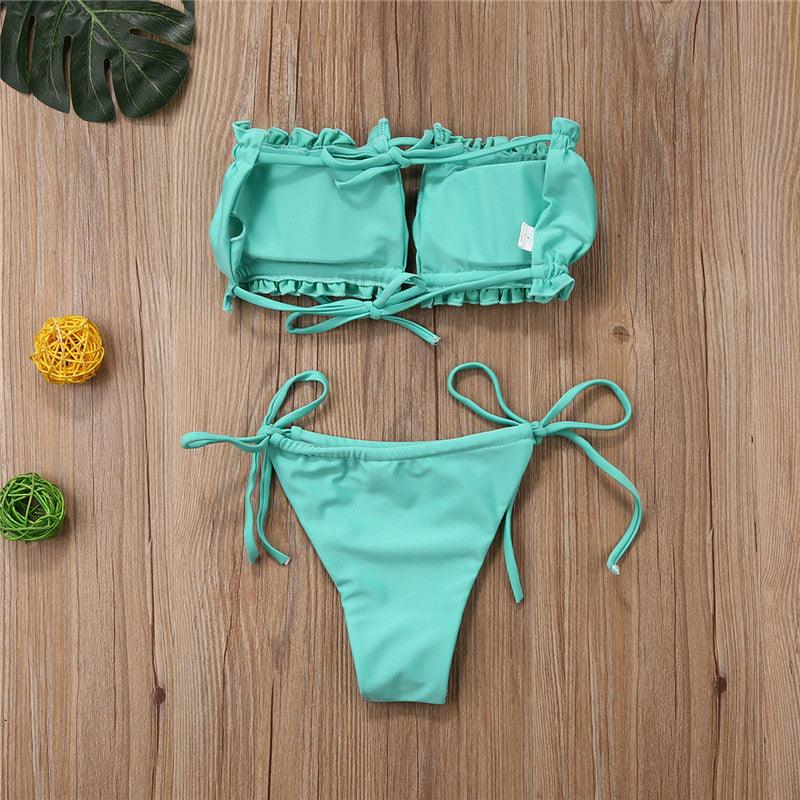 Ensemble de Bikini Folds - Maillot de Bain à Volants pour Femmes