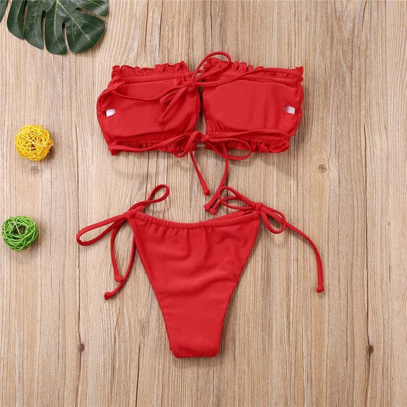 Ensemble de Bikini Folds - Maillot de Bain à Volants pour Femmes