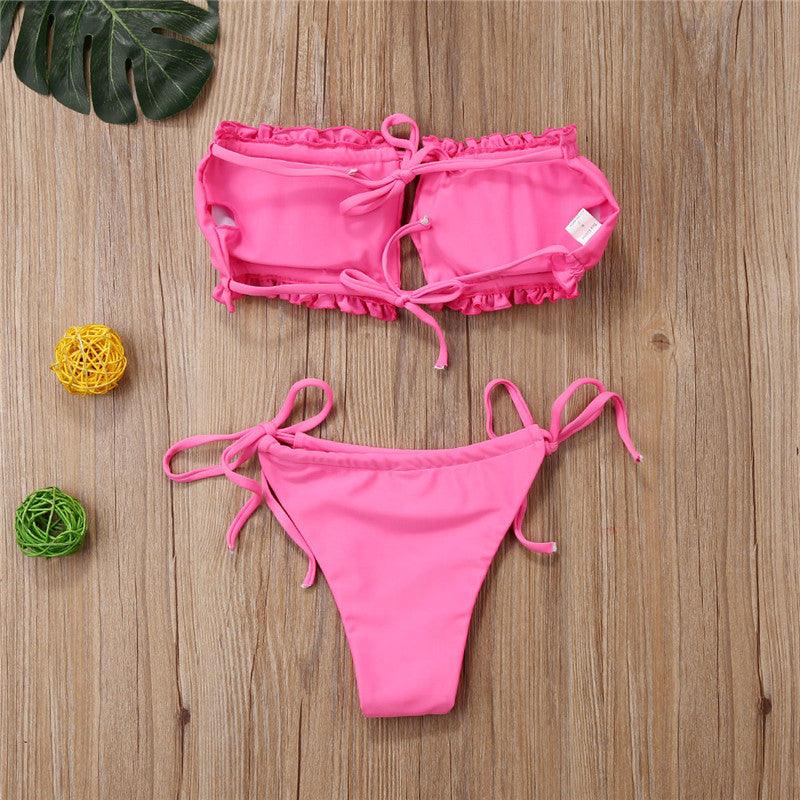Ensemble de Bikini Folds - Maillot de Bain à Volants pour Femmes