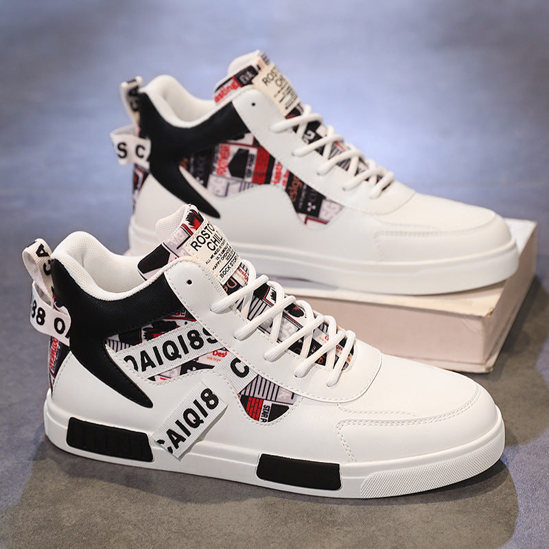 Four Seasons New Men's Casual Shoes Fashionable Outdoor Sports Shoes Trendy High Top Board Shoes - Korvel