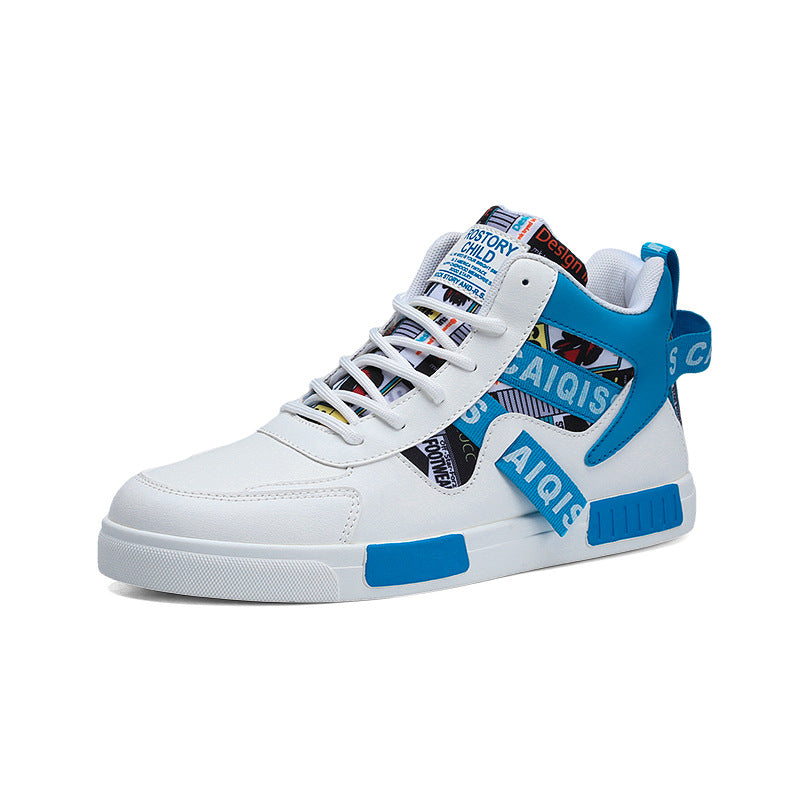 Four Seasons New Men's Casual Shoes Fashionable Outdoor Sports Shoes Trendy High Top Board Shoes - Korvel