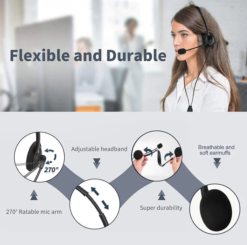 Premium USB Headset with Noise Cancelling Microphone for PC