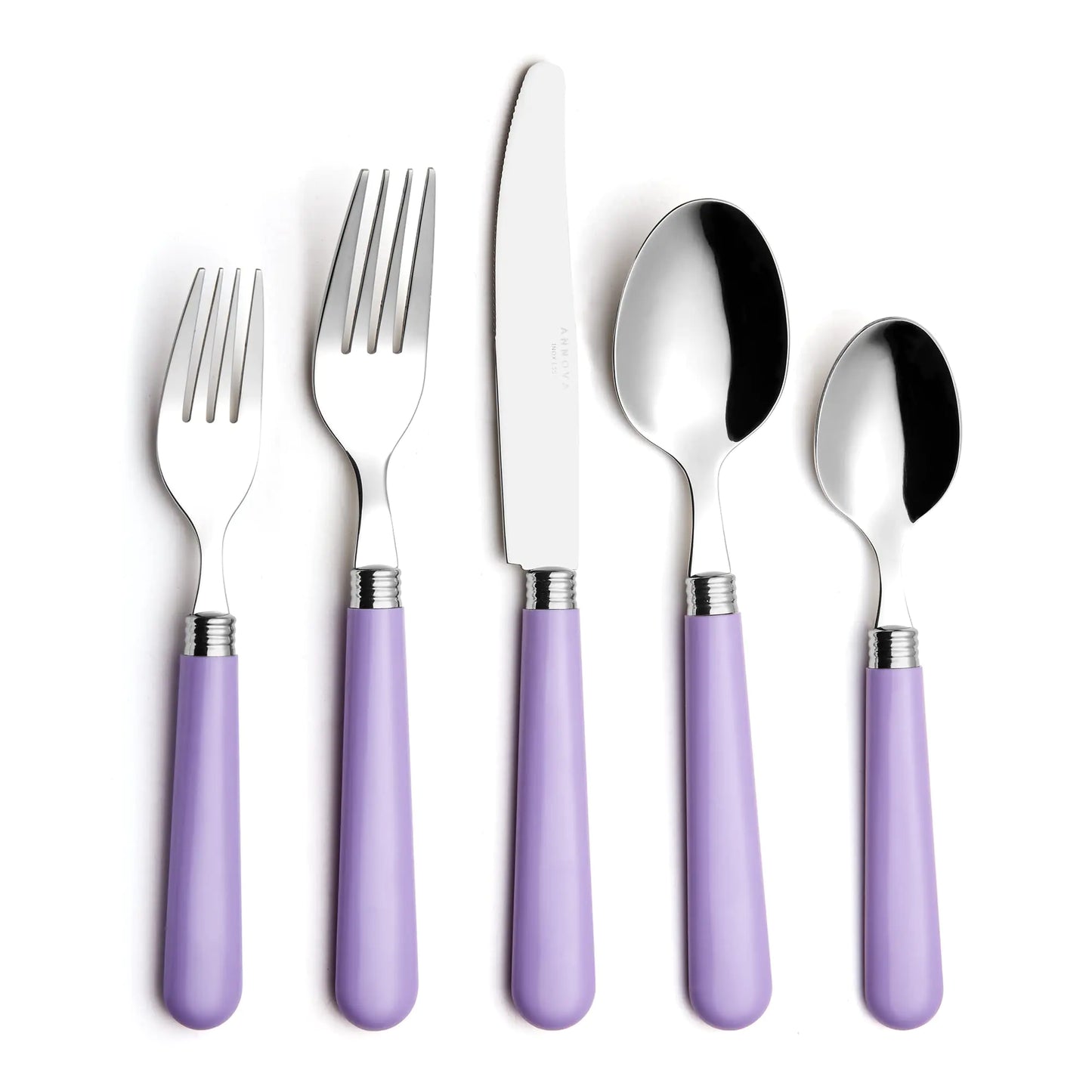 Ensemble de couverts en acier inoxydable ANNOVA de 20 pièces avec poignées lilas