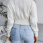 Fried Dough Twists waist closing knitting navel revealing sweater - Korvel