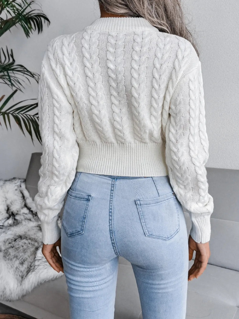 Fried Dough Twists waist closing knitting navel revealing sweater - Korvel