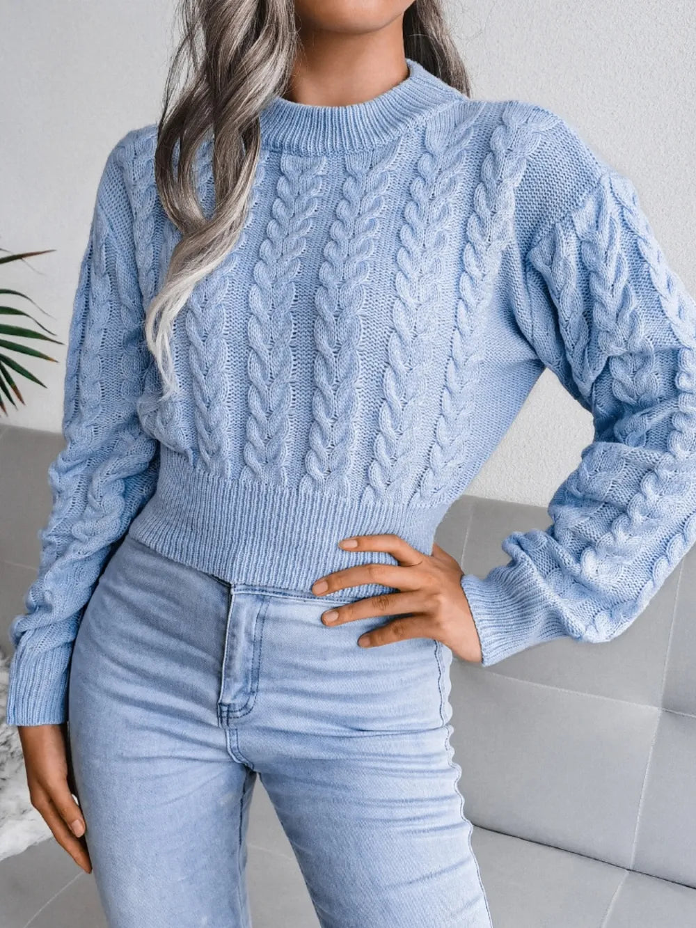 Fried Dough Twists waist closing knitting navel revealing sweater - Korvel